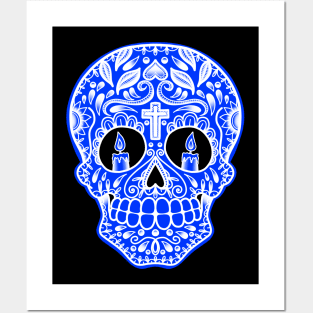 HomeSchoolTattoo Sugarskull BLUE Posters and Art